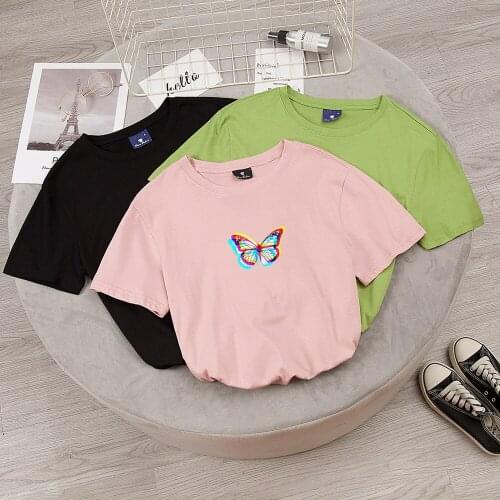 Butterfly Gothic Graphic Tee 2020 New Summer Fashion Tumblr 100% Cotton Casual Tees Unisex Women Cool Black T-Shirit Girls