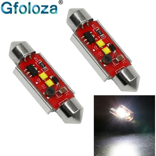 Gfoloza 2Pcs Festoon c10w C5w LED Canbus Bulbs 36/39/42mm XBD LED Car Interior Dome Reading Light License Plate Lamp White 6000k