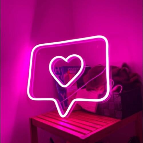 Custom Heart Like Led Flex Transparent Acrylic Neon Sign Light Decoration Indoor Wall Hanging for Home Room Bedroom