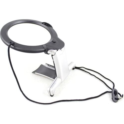 2 LED Hands Free Loupe Lighted Magnifying Glass Neck Hanging/Desktop Style Tool for Seniors Sewing Cross Stitch Embroidery