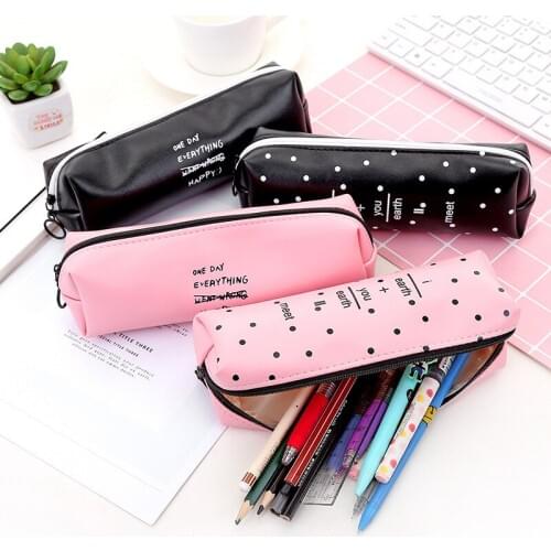 Cute Square pencil case girls Kawaii Pu Leather Pen Bag Stationery Pouch Office School Supplies cosmetic holder Zakka escolar