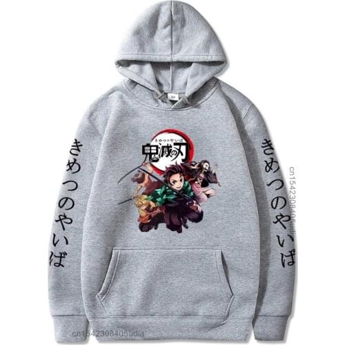 Demon Slayer Hoodies Men Kawaii Cartoon Kimetsu No Yaiba Hoody Aesthetic Harajuku Top Long Sleeve Print Camisas Streetwear Male