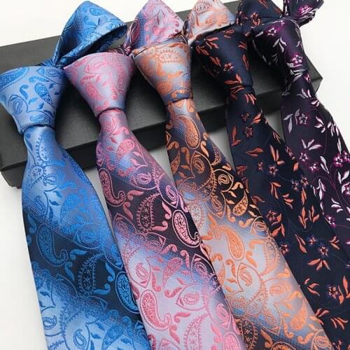 New Multicolor Classic Paisley Gold Black Blue Jacquard Woven 100% Silk Mens Tie Necktie Striped Flower Mens Wedding Tie