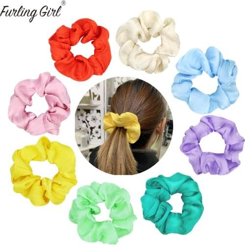 Furling Gilr New Arrival Silky Elastic Hairbands Solid Color Hair Scrunchies Candy Color Hair Bun Holder Sweet Hair Accessories