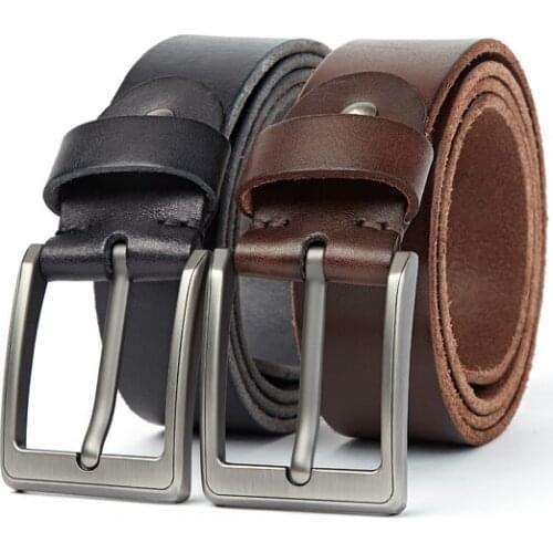 Luxury Men Top Layer Leather Casual High Quality Belt Vintage Design Pin Buckle Genuine Leather Belts For Men Original Cowhide