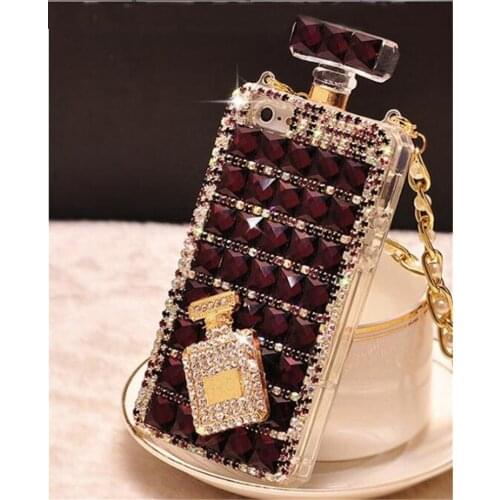 DIY Luxury Case For iPhone Xs Max Case Xr X 8 Plus 7 6 6s 10 Women Perfume Cover Cute Girl Chain Strap Crossbody Bling Diamond