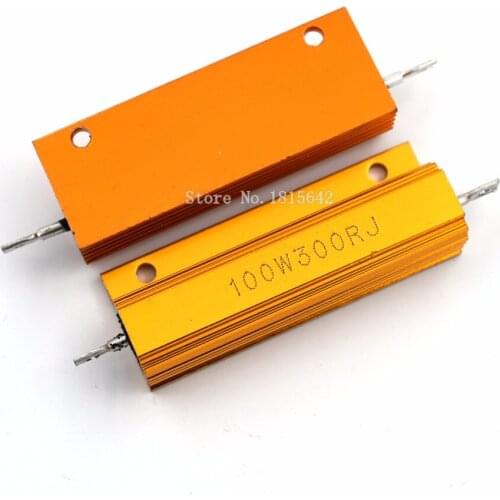 RX24 100W 300R 300RJ Metal Shell Aluminium Gold Resistor High Power Resistance Golden Heat Sink Resistor 100 Watt 300 ohm