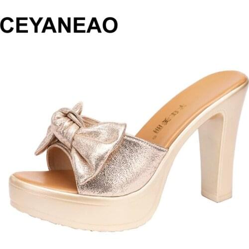 CEYANEAOBig Size Rubber Flip Flops House Slippers Platform Square heel Shoes Women Heels Pantofle Slides Fashion Hawaiian Block
