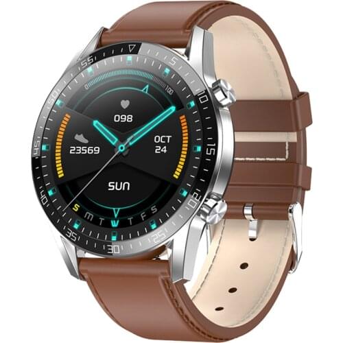 T03 Leather Smart Watch Men Body Temperature IP68 Waterproof 1.28 Inch Blood Pressure ECG Monitor Man Wrist Fitness Watches