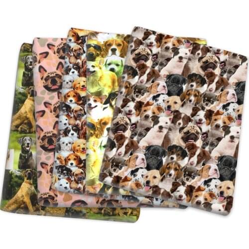 Dogs Polyester Cotton Material Fabric Animal Patchwork Sewing Kids Cloth Quilting For Dress Curtains,1Yc14476
