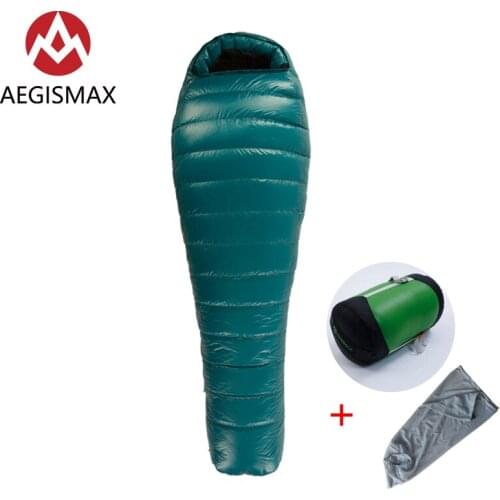 AEGISMAX 0℃ Hooded Down Sleeping Bags Mummy 800FP Ultralight with Compression Bag for Backpacking Trip Camping Hiking Portable