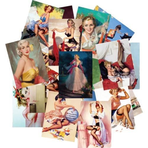 100PCS Retro Pvc Waterproof Sexy Beauty Girls Stickers For Laptop Motorcycle Skateboard Luggage Decal Office For Children Toy F2