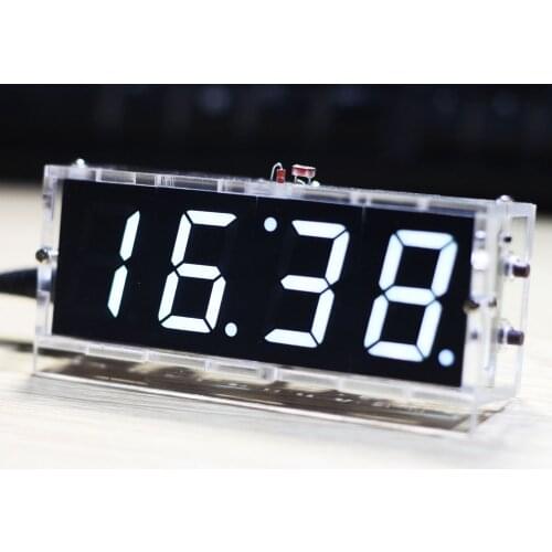 Stylish Digital Clock DIY Kit Compact 4-digit DIY LED Clock Accessory Light Control Temperature Date Time with Transparent Case