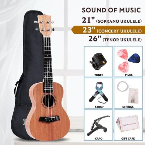 Mahogany 23inch(concert)4 Strings Ukulele Starter Kit for Beginner With Gig bag,Kids Uke Hawaii Mini Guitar for Kids and Adults