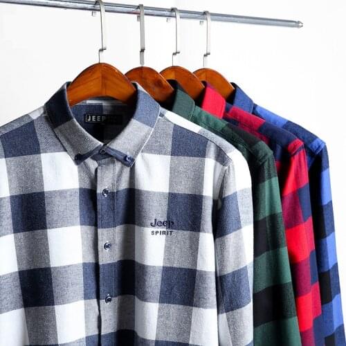 Spring Autumn Shirt Men Casual Fashion Pure Cotton Plaid Shirt Male Korean Clothes Long Sleeves Men Shirts Chemise Homme M-4XL