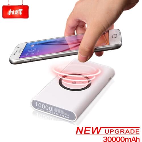 30000mAh wireless charging Power bank portable charging 2 USB phone external battery charger Poverbank for iphone and Android