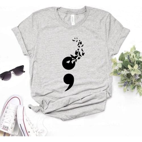 Semicolon Butterflies Print Women Print Women Tshirts Cotton Casual Funny t Shirt For Lady Yong Girl Top Tee Hipster FS-276