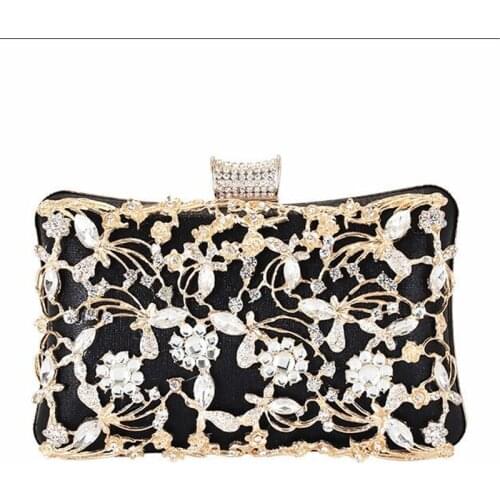 2020 hollow out wedding banquet purse diamond flowers clutch wallets with chain dinner purse for ladies phone clutch mn1511