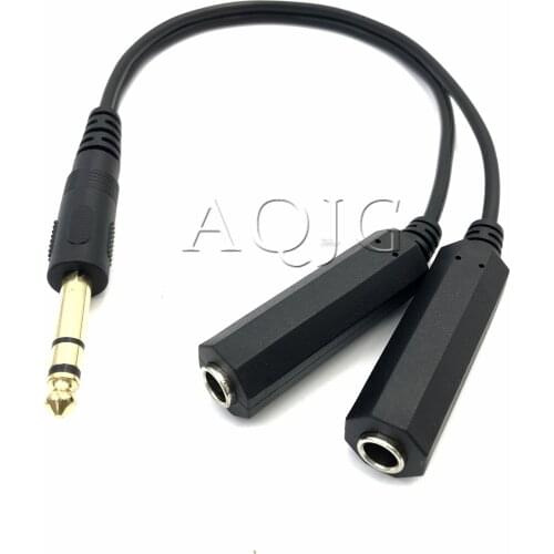 6.35mm ( 1/4" ) Stereo Male to dual 6.35 Female Y Splitter Adapter Cable 6.5mm to 6.5 mm Audio cable for Guitar Mixer Amplifier