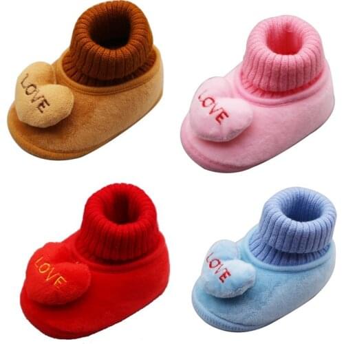 Newborn Baby Boy Girls Kids Snow Boots Winter Warm Soft Sole Crib Shoes Boots Love Heart Cartoon Baby Boots