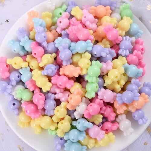 New 30-180pcs Mixed Color Acrylic Beads Candy Shape With Hole Loose Spacer Beads For Jewelry Making Necklace Accesories