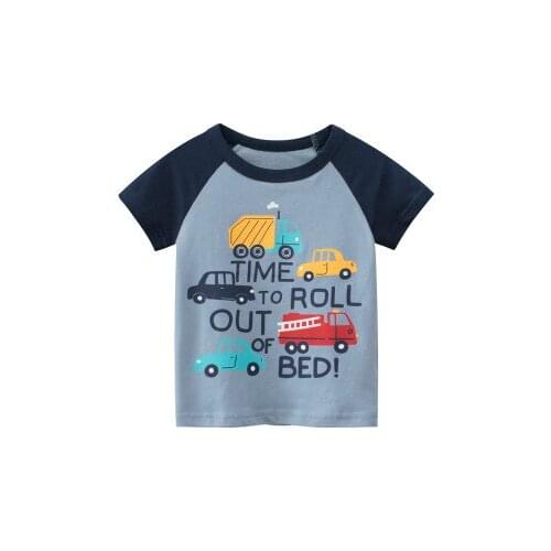 Childrens Short-sleeved T-shirt 2021 Summer New Baby Boys Korean Style Cartoon Print T Shirt Toddler Cotton Casual Top Tees