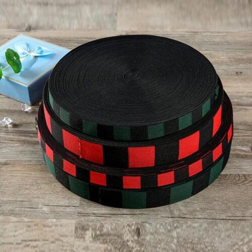 Elastic Ribbon Square Pattern Green Red 25 40mm DIY Nylon Webbing Garment Accessories Sewing Supplies BBXY-183