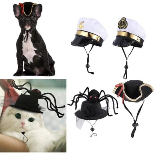 1pc Pet Head Cap Funny Captain Halloween Hat Fancy Headgear for Puppy Dog Cat Party Dress Up Costume Accessories Photo Props