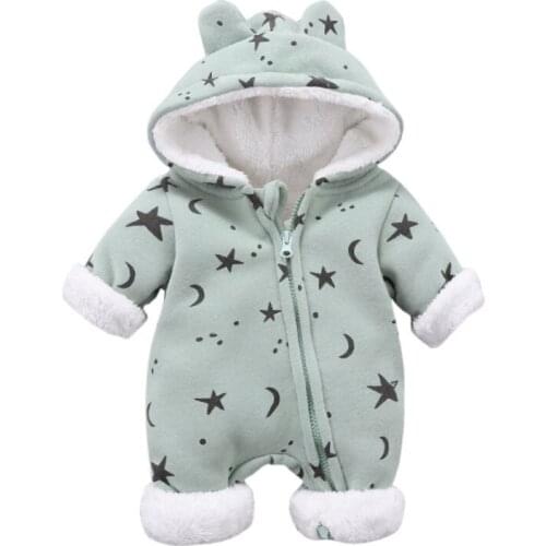 Baby jumpsuit spring autumn pure cotton open file boy girl newborn winter plus velvet thickening go out clothes plus cotton