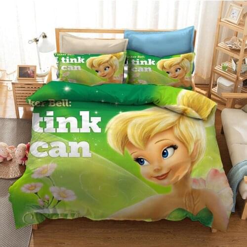 Disney Tinker Bell Fairy Secret of the Wings Bedding Sets Duvet Cover and Pillowcase Single Bed Set Comforter Set for Bedroom