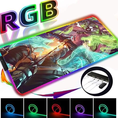 Mouse Pad Anime RGB with 4 Ports USB HUB Large Gaming Accessories Office Keyboard Desk Mat Xxl Mousepad LED Light-up Laptop Csgo