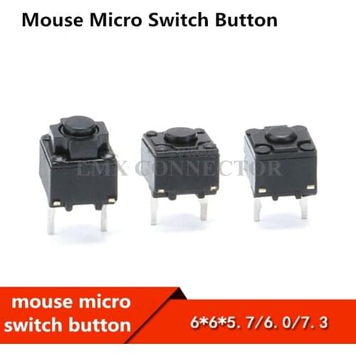 20pcs/lot Mouse Square Micro Switch Button 6x6x5.7/6.0/7.3mm Tact Switch Microsoft Lenovo