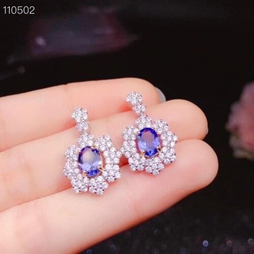 The Best Gift For your mother Tanzanite Earrings 925 Sterling Silver Premium Charm Jewelry Beauty Wedding Party Earrings