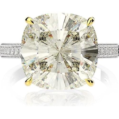 MADALENA SARARA One Carat Drop Square Shapa AAA Cubiz Zirconia Ring Sterling Silver 925 Ring Six Tones Options Moissant Color