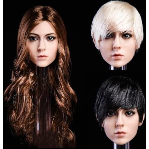 1/6 Scale Female Head Sculpt Planting Real Hair beauty Head Carving for pale Female Action Figure Body