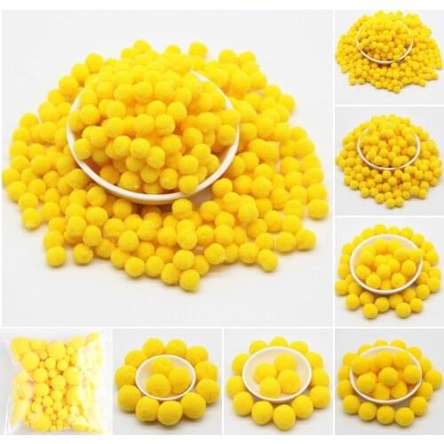 Yellow Pompoms 8/10/15/20/30mm Soft Pom Poms Balls Fur Plush Ball DIY Handcraft Wedding Home Decoration Party Supplies 20g