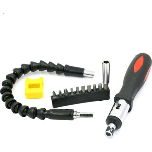 High quality 12 pcss ratchet screwdriver set multi-functional soft shaft magnetizer hardware tools home Slotted Phillips 2019NEW