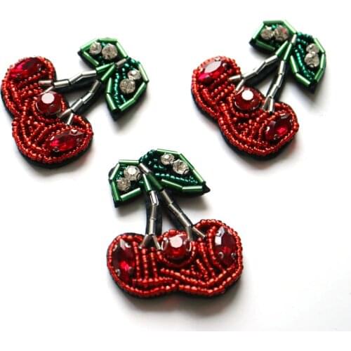 3pcs/lot Flower beaded patches for clothes DIY sew on cherry parch appliques Embroidery applique parch ropa clothing accessory