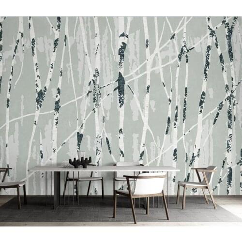 Customized Wallpaper Nordic Modern Abstract Forest Birch Forest Bedroom Bedside TV Sofa Background Wall wallpapers обои