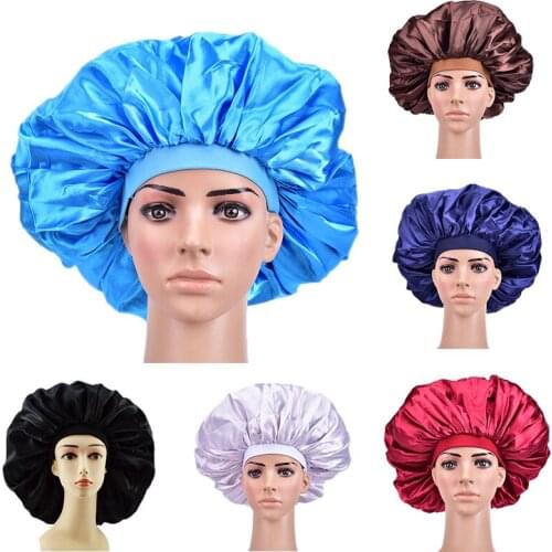 Extra Large Satin Sleep Cap Waterproof Shower Cap Women Hair Treatment Hair Hat