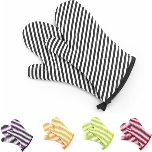 Wholesale 100pcs/lot 34CM Black Red 180Degree Cotton Home Kitchen BBQ Heat Resistant Insulated Baking Oven Mitt Gloves