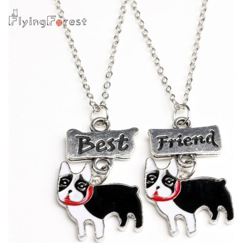 2pcs/set Dogs Animal Party Jewelry Best Friends Charms Old Bulldog Pendants Necklace Friendship Kids Set Girls Children Gift