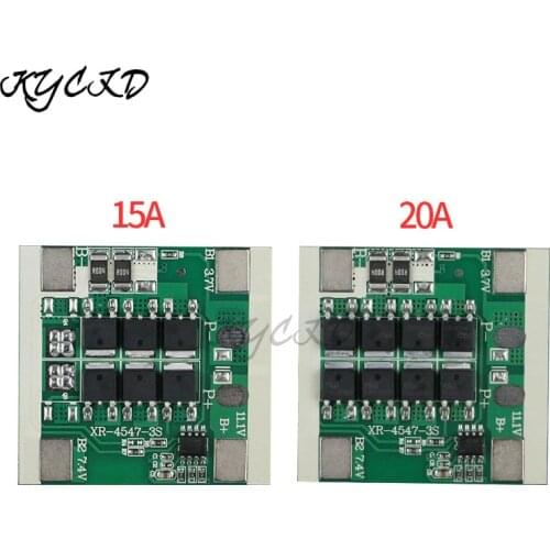 BMS 3S 11.1V 15A 20A Li-ion Lithium 18650 Battery Charger Protection Board 6/8 MOS Common Port For Drill Motor