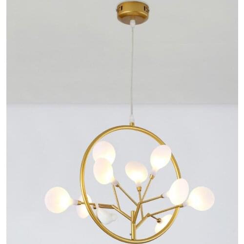 Modern glowworm/Glass Led G4 Golden Metal Chandeliers Ceiling Living Room Lamp Dining Room Light Fixtures Decor Home Lighting