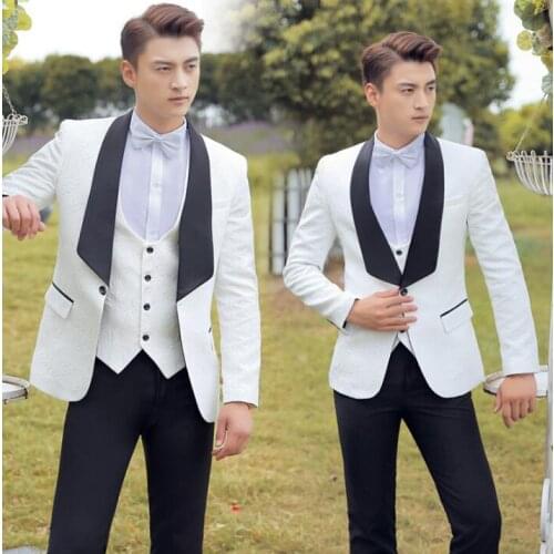 Dance star style white clothes men suits designs homme terno stage fashion costumes for singers jacket men blazer + vest + pant