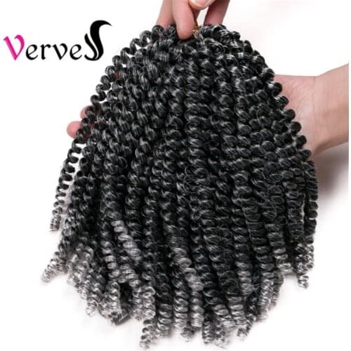 VERVES Crochet Braids Spring Twist Hair Extensions 8 inch Synthetic Braiding Hair Ombre grey twist locs Twist grey,bug