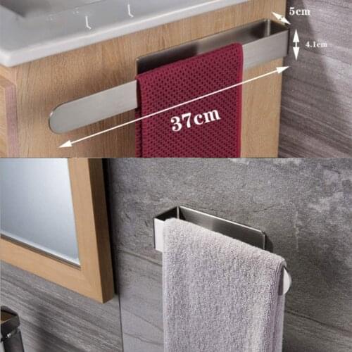 Non-Punch Towel Rack Stainless Steel Brushed Bathroom Shelf Simple Bathroom Towel Rack 3M Glue Fixation
