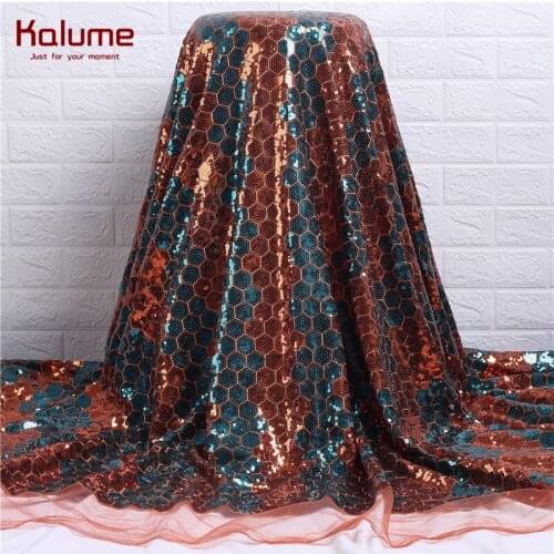 Kalume 2021 High Quality African Lace Fabric Sequins French Mesh Net Lace Fabric Fashion Nigerian Tulle Laces For Wedding 2224
