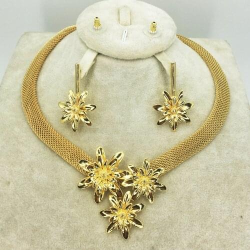 High quality Italian gold colored jewelry for womens African bead jewelry jewelry fashion necklace earrings bracelet jewelry