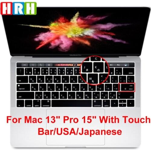 HRH US Japanese Silicone Keyboard Cover Skin Protector for Mac Pro 13 A1706 A2159 Pro 15" A1707 Touch Bar Release 2017/2018/2019